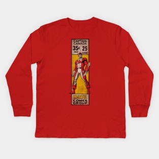 Captain Canada corner box Kids Long Sleeve T-Shirt